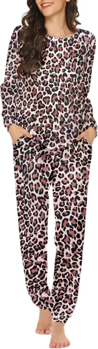 Miniatura 15 de Ekouaer Conjunto de pijama de manga larga para mujer, ropa de dormir suave con cuello redondo y bolsillos
