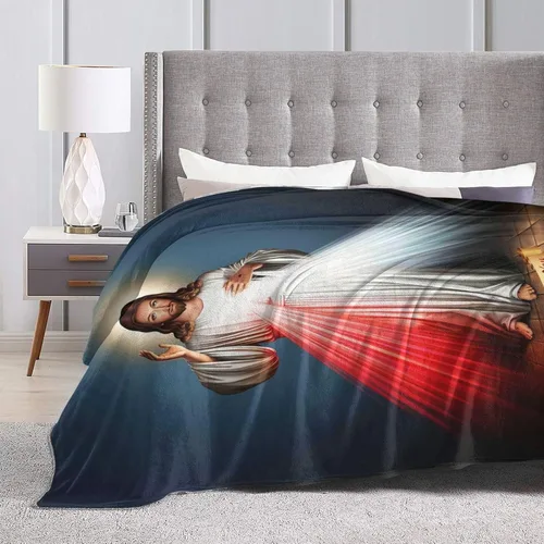 Miniatura 5 de Manta de regalo de misericordia divina de Jesús, manta católica ultrasuave de micro polar, manta religiosa cristiana para mujeres, manta para cama