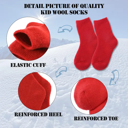 Miniatura 3 de MQELONG Calcetines de lana para niños niñas y niños lindos animales gruesos cálidos calcetines de invierno 6 pares
