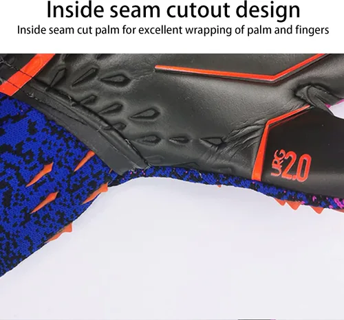 Miniatura 7 de Guantes de portero de portero para adultos y jóvenes, guantes de portero de fútbol con palma de látex antideslizante en relieve, sin muñeca