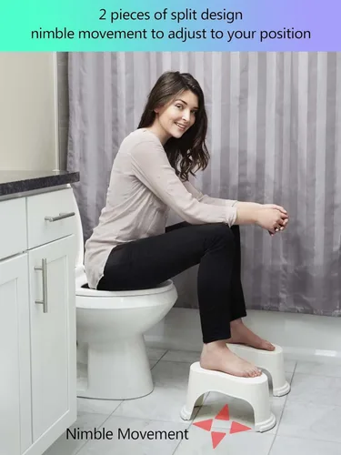 Miniatura 3 de EVRON Taburete de inodoro de 7 pulgadas para adultos, reposapiés movibles separados divididos de dos piezas con posicionamiento flexible, diseño