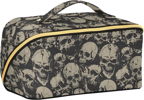 Miniatura 17 de Bolsa Organizadora de Maquillaje, Bolsa de Maquillaje de Halloween con Murciélagos Negros y Cielo Nocturno con Estrellas, Bolsa de Maquillaje