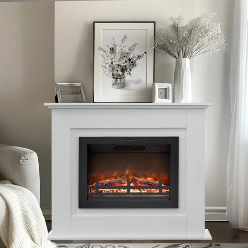 Miniatura 9 de Insertos de chimenea eléctrica de 54 pulgadas, llama y velocidad ajustables, calentador de termostato, empotrado, montaje en pared, independiente