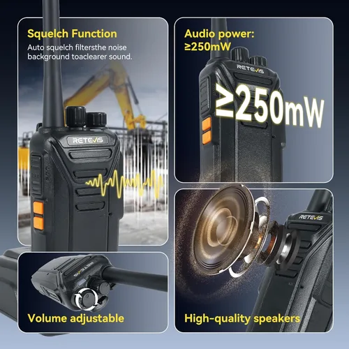 Miniatura 4 de Retevis Walkie Talkies RT27 para adultos, radios bidireccionales resistentes, manos libres VOX, alarma local, radio resistente de 2 vías