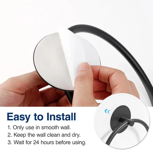 Miniatura 6 de Anillo para Toallas de Baño Negro Mate - Toallero de Baño de Acero Inoxidable SUS304, Susswiff Soporte Adhesivo para Toallas de Mano Montado