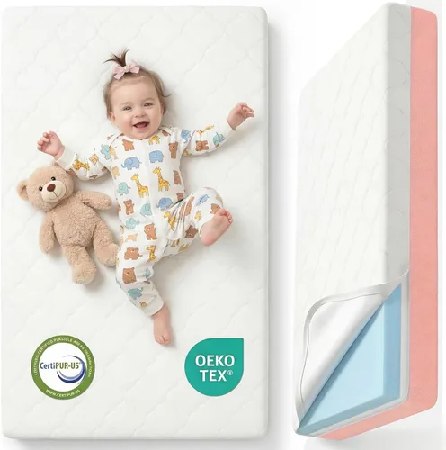 Miniatura 7 de Colchón para cuna de bebé de doble cara, colchón de 5 pulgadas de grosor, suave y firme, de espuma viscoelástica transpirable, colchón estándar 4