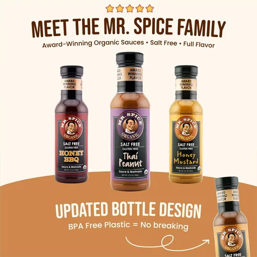 Miniatura 6 de Mr. Spice Salsa orgánica de jengibre para saltear, sin sal (0 mg/porción), sin gluten, salsas bajas en sodio para marinada, wok y freidora de aire