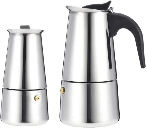 Miniatura 3 de Cafetera portátil de 200/15.2 fl oz para café expreso Moka Pot de acero inoxidable con filtro de estufa eléctrica, percolador, cafetera y tetera