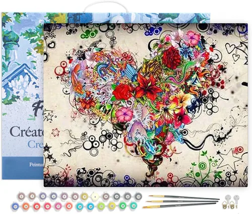 Miniatura 126 de Figured'Art - Juego de pintura por números, lienzo enrollado sin marco, para manualidades, para adultos, 16 x 20 pulgadas, jarrón de peonías