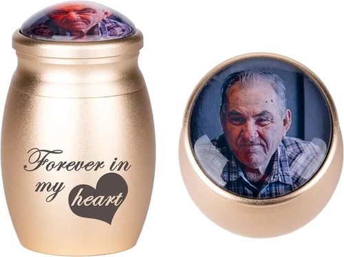 Miniatura 16 de Bivei Urnas pequeñas para cenizas humanas, urna personalizada de recuerdo con foto y texto para hombres y mujeres, mini urnas para adultos