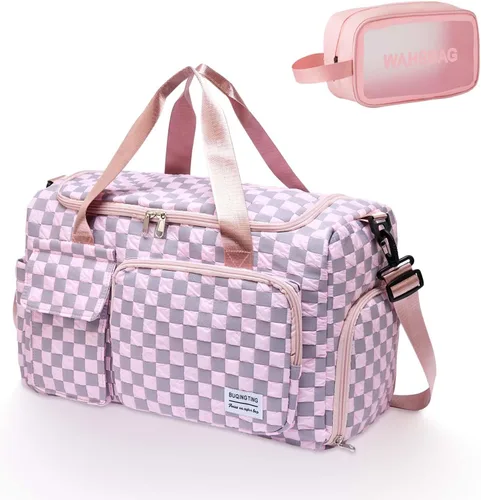 Miniatura 11 de Bolsa de Gimnasio Pequeña para Mujer, Bolsa de Lona de Viaje, Bolsa de Fin de Semana con Compartimento para Zapatos