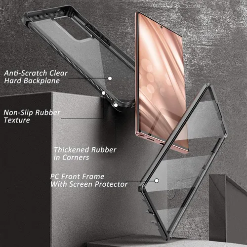 Miniatura 4 de Dexnor para Galaxy Note 20 Ultra Estuche con protector de pantalla transparente 360, cuerpo completo, resistente, protector, a prueba de golpes