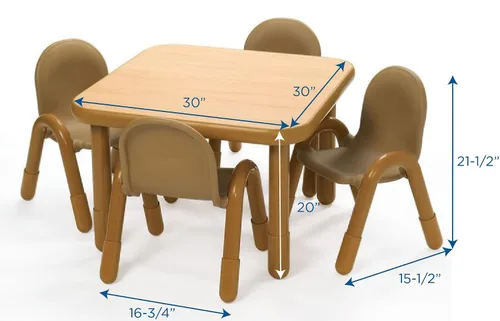 Miniatura 2 de Children's Factory Baseline - Juego de mesa y silla cuadrada de 30 pulgadas, madera natural