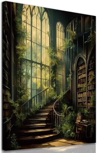 Miniatura 13 de Lienzo gótico de la academia oscura, arte de pared, arte victoriano vintage, arte medieval con castillo medieval, pósteres de biblioteca, cuadros