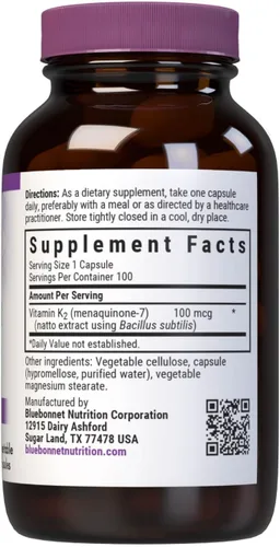 Miniatura 2 de Bluebonnet Cápsulas vegetarianas de vitamina K2, 100