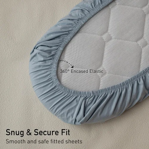Miniatura 5 de Gllquen Baby Sábanas para Moisés Paquete de 2, Sábanas Ajustables para Moisés de Algodón 100% Orgánico para Niñas y Niños, Sábana de Colchón