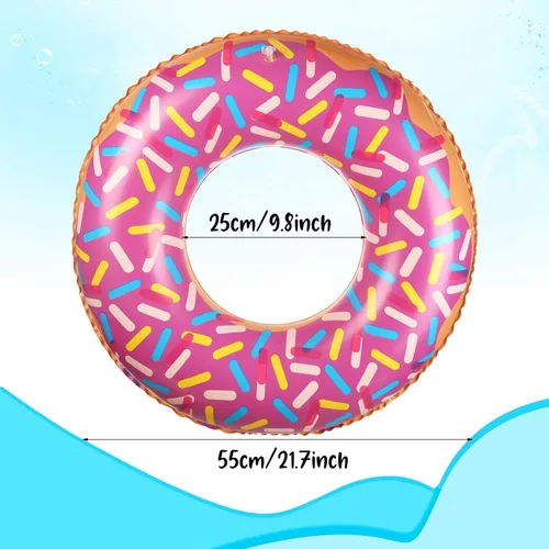 Miniatura 2 de Leitee Dona inflable para niños de 21.7 pulgadas con forma de dona, flotadores para piscina, tubo de natación inflable, anillo de natación, Morado