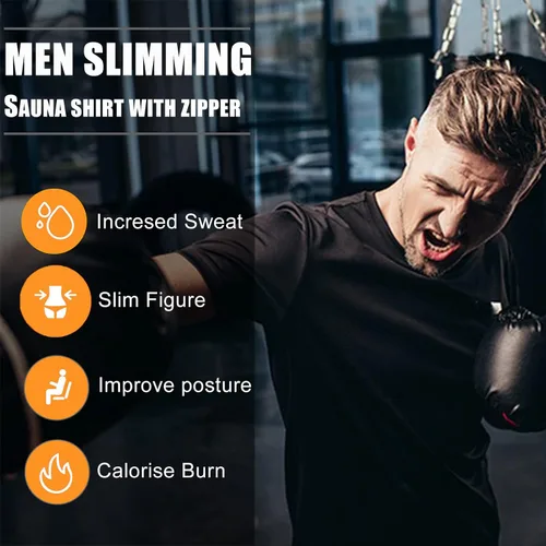 Miniatura 6 de BXVX Sauna Shirt for Men Sweat Suit Short Sleeve Compression Weight Loss Body Shaper T-Shirt for Workout Exercise
