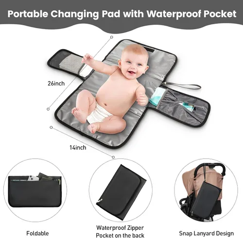 Miniatura 5 de LOVEVOOK Bolsa de pañales para bebé, mochila impermeable para pañales con puerto de carga USB para bebé, gran capacidad para laptop de 15.6 Gris