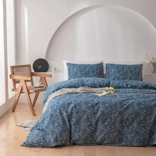 Miniatura 32 de AMWAN Juego de funda de edredón floral bohemio de algodón, ropa de cama con estética de jardín, elegante, botánico, con cierre con cremallera y 4