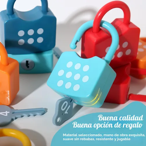 Miniatura 4 de Dinhon Kids - Cerraduras de aprendizaje con llaves, juguete para jugar con los números y contar, juguetes educativos Montessori para niños y niñas