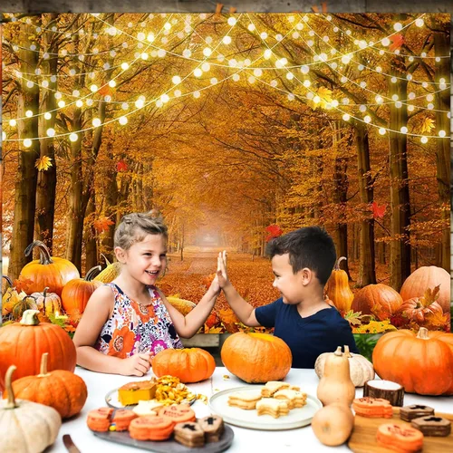Miniatura 2 de Avezano Telón de fondo de otoño para fotografía, otoño, hojas de bosque de arce, fondo de fotos de Acción de Gracias, decoración de fiesta