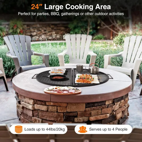 Miniatura 2 de X-Marks Rejilla portátil para fogata y parrilla de cocina, rejilla plegable redonda para fogata de camping, rejilla de parrilla para fogata con asas