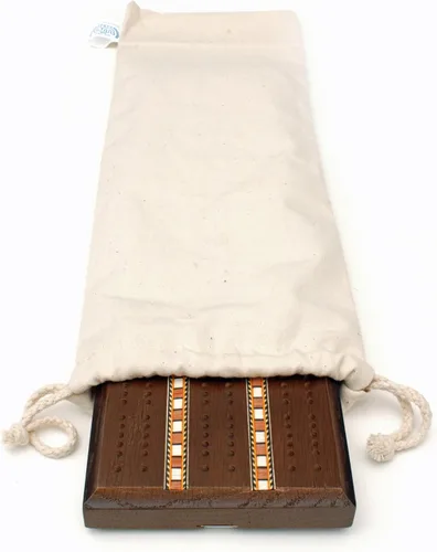 Miniatura 3 de WE Games Juego de cuna de lujo, tablero de madera de nogal de 3 pistas con incrustaciones, clavijas de cuna de fácil agarre, tarjetas y bolsa