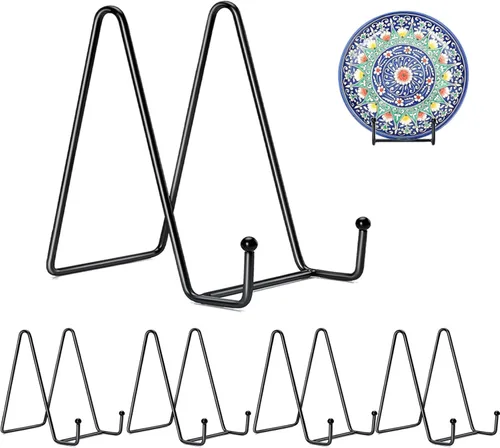 Kruodop Paquete de 5 soportes de placa para exhibición, soporte de placa de 4 pulgadas, soporte de marco de metal para libros, imágenes, caballete