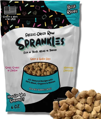 Alimento liofilizado para perros de razas pequeñas y grandes, 6 onzas de carne de res para perros quisquillosos, fabricado en Estados Unidos, sin