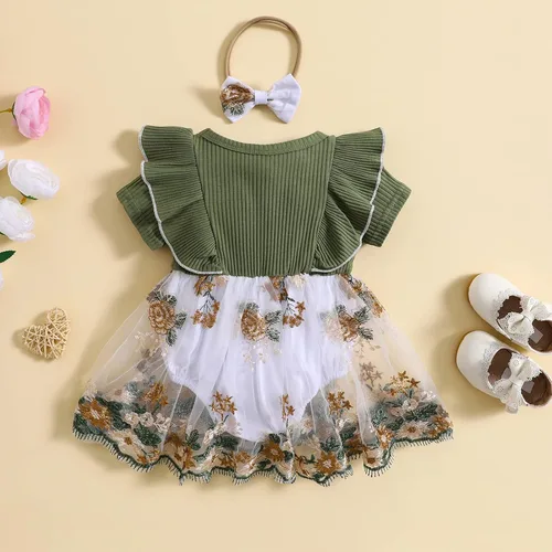 Miniatura 27 de Mubineo Ropa de verano para bebé niña, sin mangas, encaje floral, vestido de mameluco para recién nacido