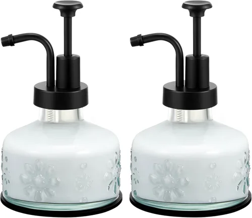 Miniatura 8 de Tioncy Dispensador de jabón antiguo para cocina, baño, encimera, dispensador de bomba de jabón de vidrio, contenedor pequeño rústico recargable