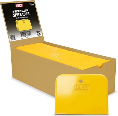 LAUCO Esparcidores de relleno corporal (100 piezas) – Esparcidor de plástico reutilizable amarillo para rellenos automotrices, masillas, esmaltes,