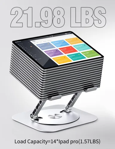 Miniatura 6 de AOEVI Soporte ajustable para computadora con base giratoria de 360°, elevador ergonómico plegable para computadora portátil para escritorio