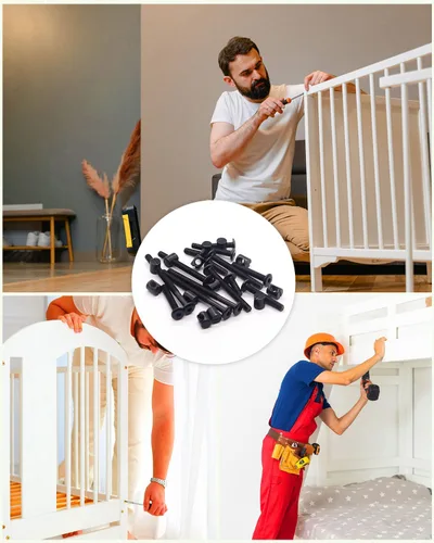 Miniatura 7 de Kit de repuesto de tornillos de cuna, 28 tornillos M6 y tuercas de barril para marco de cama, muebles, sillas y gabinetes, surtido de tornillos