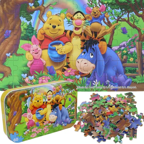 Rompecabezas de 60 piezas para niños de 4 a 8 años, rompecabezas de fiesta de animales de oso, juego familiar, juguete de presión reducida, regalo