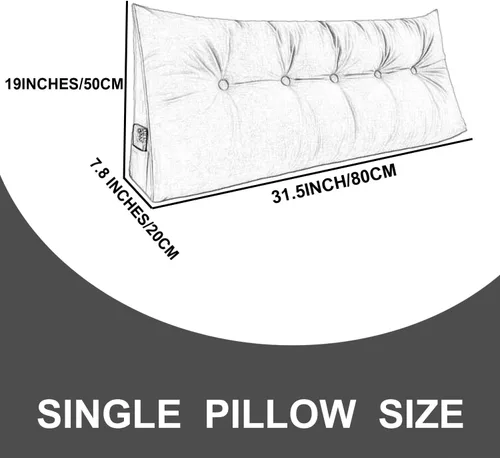 Miniatura 7 de Almohada triangular para cabecero, respaldo grande, cojín de soporte de cuña, almohada lumbar para cama de día, litera, dormitorio con funda Beige