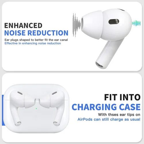 Miniatura 5 de 4 pares de almohadillas para AirPods Pro 1 y 2 [Alivio del dolor] [Ajuste en la funda] Cancelación de ruido Añade agarre Auriculares deportivos