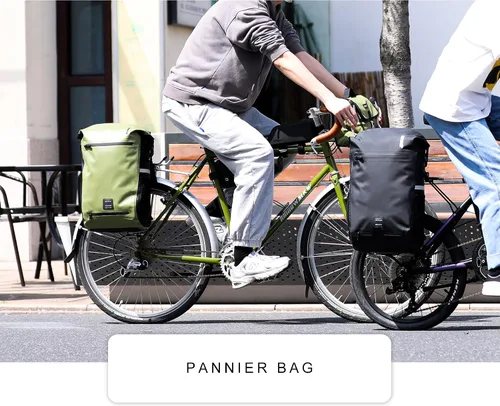 Miniatura 6 de Rhinowalk Bolsa de alforja para bicicleta, impermeable, 22L, bolsa de maletero trasera para ciclismo, ciclismo, viajes, equitación Negro