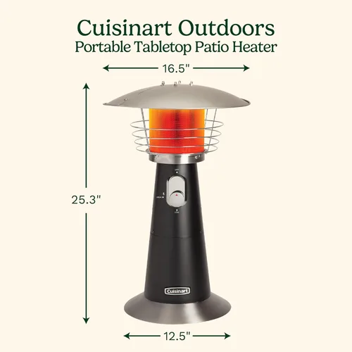 Miniatura 2 de Cuisinart Calentador portátil de patio de mesa, calentador de propano para exteriores de 11,000 BTU con interruptor de inclinación de seguridad