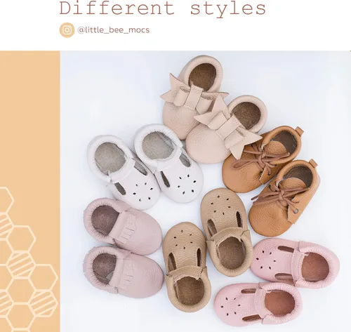 Miniatura 5 de Mocasines para bebé (cuero italiano) con correas en T y suela suave para niños y niñas Bebés, Niños pequeños
