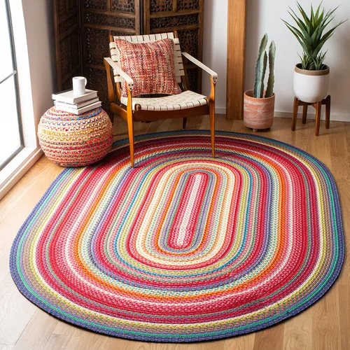 Miniatura 10 de SAFAVIEH Colección Alfombra trenzada para exteriores, 2 x 3 pies, multicolor, hecha a mano y reversible, no desprende pelusa y fácil de limpiar