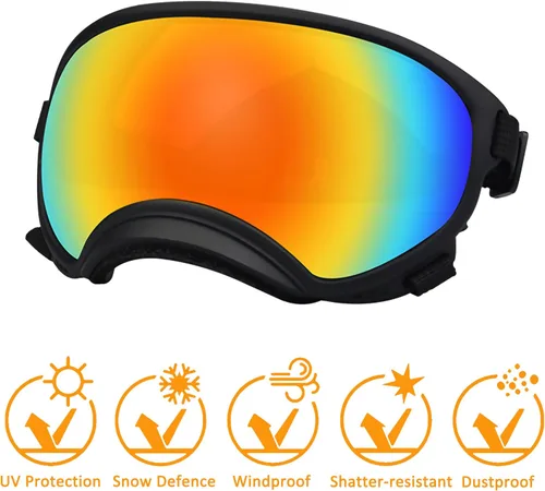 Miniatura 2 de Gafas de sol grandes para perros con correa ajustable, protección UV, a prueba de victorias, adecuadas para perros medianos y medianos