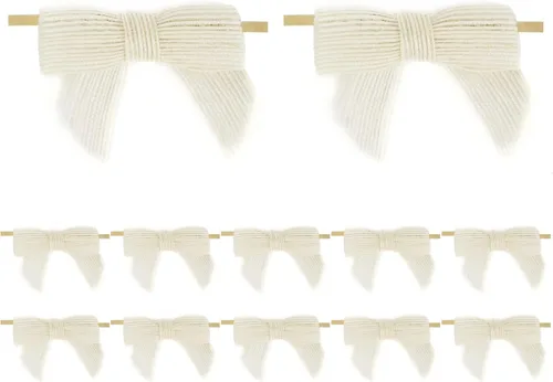 Miniatura 9 de AIMUDI Lazos de arpillera natural, regalo rústico, corona de Navidad y decoración de boda, pequeños lazos de arpillera de granja de 4 pulgadas