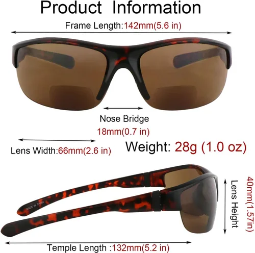Miniatura 4 de 3 pares de lentes de sol de lectura bifocales para hombres y mujeres, lentes de lectura envolventes para exteriores