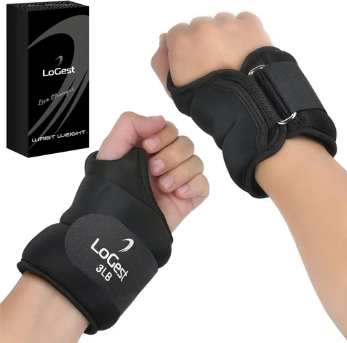 Miniatura 6 de LoGest Peso de muñeca con trabillas para el pulgar y cierres de – 1 libra, 2 libras, 2.5 libras, 3 libras – Se vende en pares – Pesas de muñeca