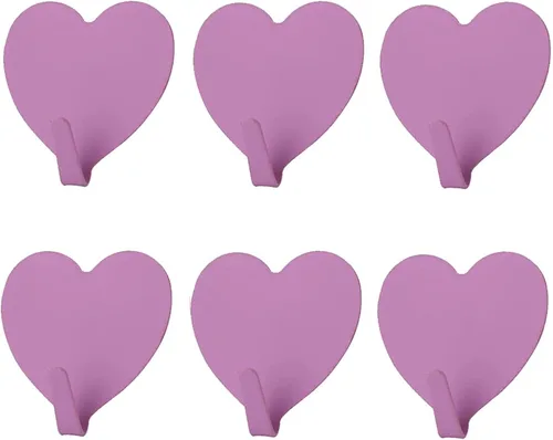 Miniatura 7 de JtmyAota Paquete de 6 ganchos decorativos de pared en forma de corazón, gancho de pared adhesivo fuerte de acero inoxidable para el hogar, cocina