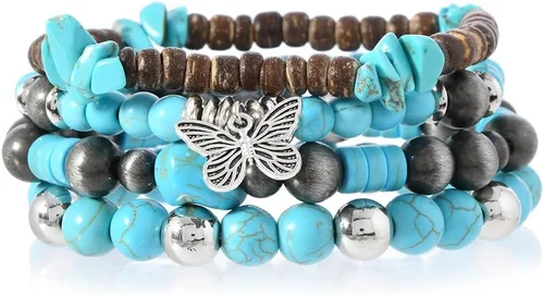 Miniatura 32 de Pulsera Gótica Ajustable de Cuero Trenzado Punk Multicapa de Estilo Grunge, Conjunto de Pulseras Emo con Brazalete de Metal, Envoltura
