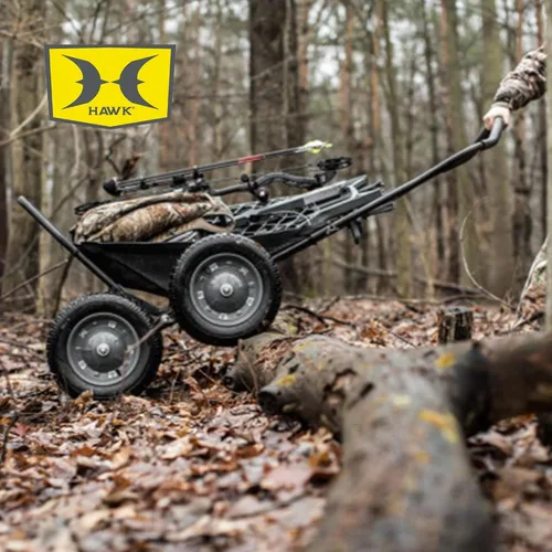 Miniatura 4 de Hawk Crawler Carro plegable multiusos, carrito de caza de ciervos y pesca con capacidad de 500 lb para transportar caza, carnada, equipo de caza