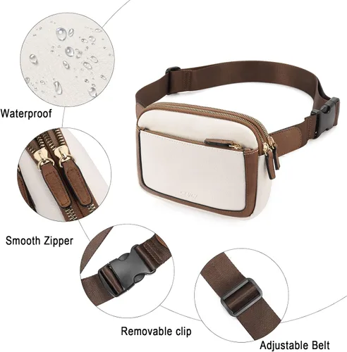 Miniatura 4 de CLUCI Riñonera para mujer, mini bolsa cruzada en todas partes, correa ajustable, piel vegana para mujer